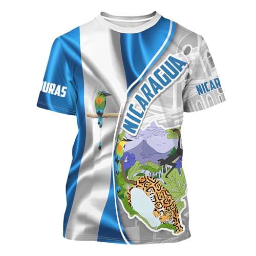 DFZ Nicaragua Flag Shirt Novelty Tee Short Sleeve Tops Graphic 3D Printed Nicaragua Men Shirt Jersey
