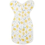 ANYEDDE Baby Swaddle Transition Bag, Baby Transition Swaddle Sleep Sack, Cuff Removable Arms Up Design, Transitions to Arms-Free Wearable Blankets with 2-Way Zipper, Smile & Lemon (3-6 Month)