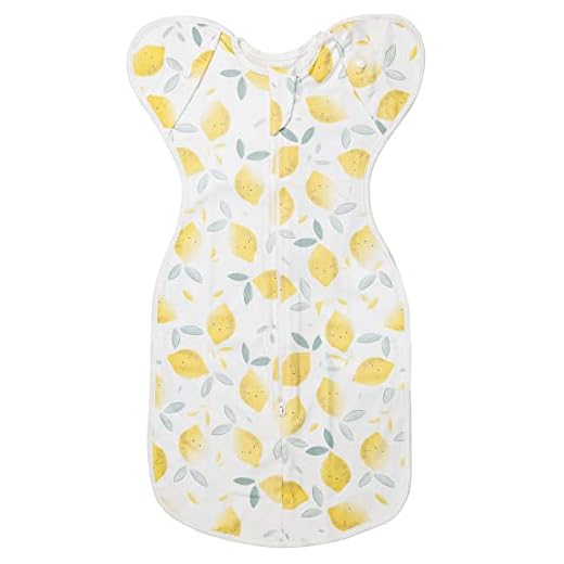 ANYEDDE Baby Swaddle UP Transition Bag, Baby Transition Swaddle Sleep Sack, Cuff Removable Arms Up Design, Transitions to Arms-Free Wearable Blankets with 2-Way Zipper, Smile & Lemon (3-6 Month)