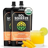 Organic Mango Margarita Mix Cocktail & Mocktail Drink Mixers Natural Flavor | Non-GMO 2 Pouches Makes 4 Drinks | Real Fruit Non-Alcoholic Gluten-Free (2Pack) Sol Squeeze