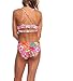 Hobie Girls' Wrap Bikini Top and Hipster Bottom Swimsuit Set, Bright Pink//Flor/All Orange Nothing, 12