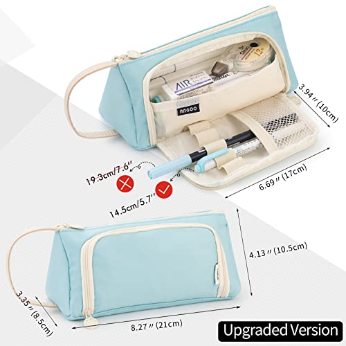 Image of EASTHILL Polyester Big Capacity Pencil Case Pouch Pen Case Simple Stationery Bag School College Office Organizer For Teens Girls Adults Student, Light Blue Xw, Simple