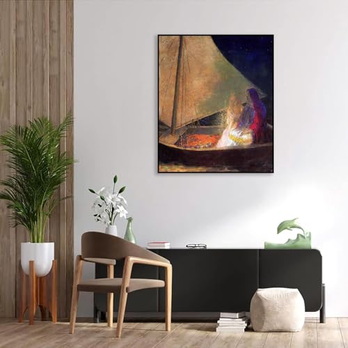 Tableau Odilon Redon Barca con due figure - Impression toile 50x40cm cadre noir - 2