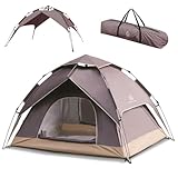 【ＣＯＭＦＯＲＴ ＺＯＮＥ】 テント ワンタッチテント 3人 4人用 二重層 フルクローズ 簡単設営 折りたたみ ワンタッチ UV加工 防水 軽量 収納袋付き 持ち運び便利 簡易 ソロキャンプ 公園 運動会 釣り 防災 アウトドア キャンプ（ブラウン）