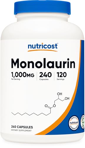 Nutricost Monolaurin 1000 mg (120 Servings 240 Capsules)