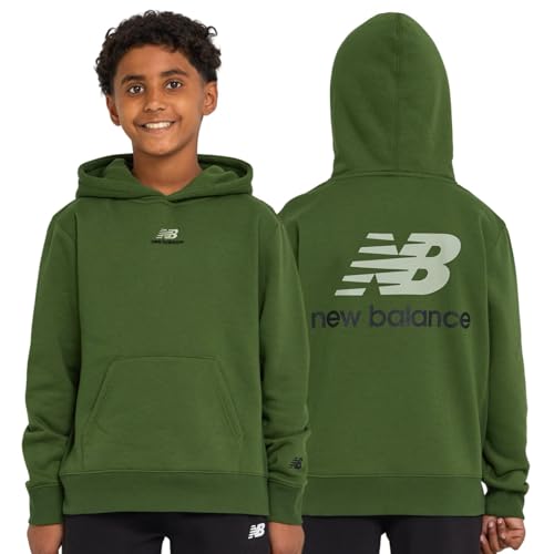 New Balance Boys Hoodie – Premium Comfy Cotton Blended Fleece Classic Pullover Sweatshirt for Kids, Sizes 4-20 Dark Green