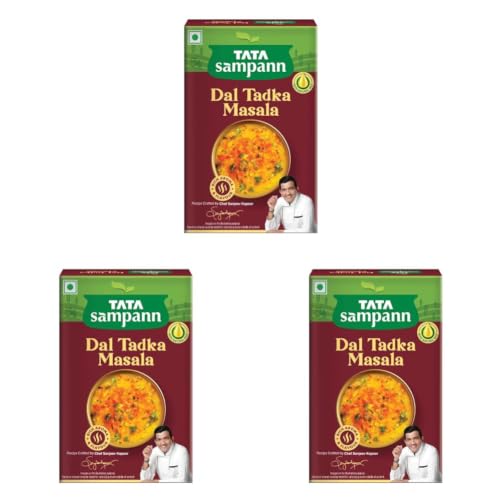 Image of Tata Sampann Dal Tadka Masala with Natural Oils, 100g, Dal Tadka Masala Powder, Crafted by Chef Sanjeev Kapoor, With Chef's Exclusive Tip, Rich Aroma & Flavour (Pack of 3)