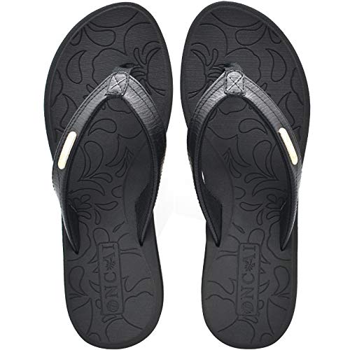 Oncai Flip Flops For Women Yoga Mat Non-Slip Thong Sandals Summer Beach Slippers With Arch Support Black Size 10 #TOP5