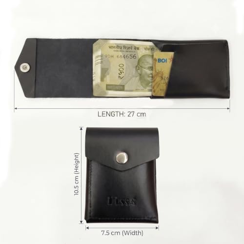 Buy HESSA Flip Genuine Leather Vertical Slim Wallet for Men & Women | Compact Front Card Pocket & Button Lock | Inner Cash Pocket | Minimalist Travel & Daily Carry Wallet (Black) at Amazon.in - Image 7