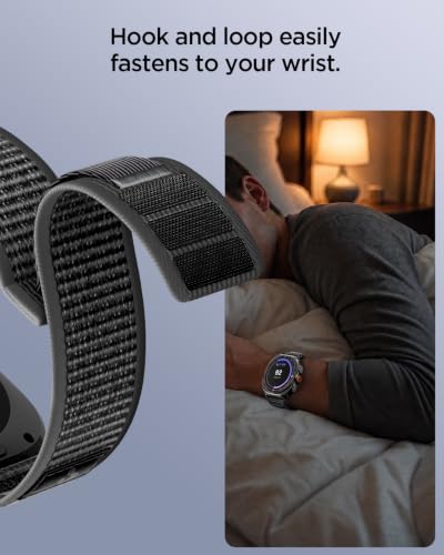 Image of Spigen Athlex Air Strap for Samsung Watch Ultra1 /2, Active Black Gray | Flexible, Breathable, Secure Fit, Lightweight, Adjustable Strap, Nylon
