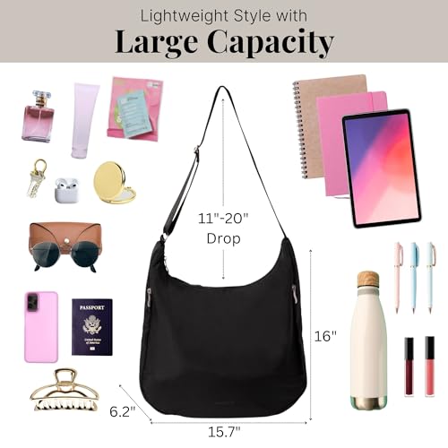 Image of Baggallini Swift Hobo Crossbody Bag for Women - Lightweight 15.7 inchx16 inch Travel Purse Handbag Hobo Bag