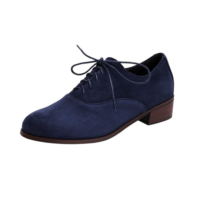 Velvet Lace-Up Shoes for Women Round PU Footwear with Color Matching and Low Heel-image-40