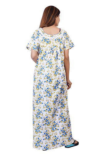 Image of Women's Cotton Block Print Knee Length Nighty