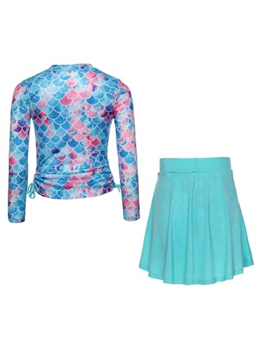 Moily Kids Girls Modest Bathing Suits Floral UPF 50+ Swim Top Swimskirts Built in Shorts Swimwear2