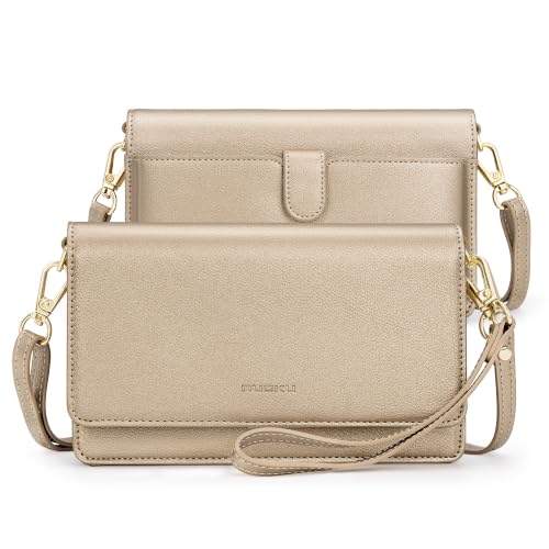 Image of nuoku Women Small Crossbody Bag Cellphone Purse Wallet with RFID Card Slots 2 Straps Wristlet