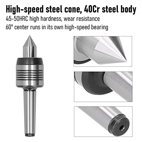 Punto de torno Morse MT2 giratorio de alta precisión 5 ranuras para madera 140mm 4