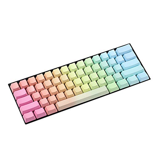 Rainbow Top printed Side printed Blank PBT Dyed Keycaps For OEM Cherry MX Switches Mechanical Keyboard Poker Faceu GH60 (61 Blank)