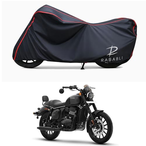 Image of Waterproof Bike Body Cover Compatible for | Yezdi Roadster Gallant | Taffeta Fabric, Red Piping Design, Bottom Elastic Fit | Dustproof, Sun UV & Rain Protection for All Bikes