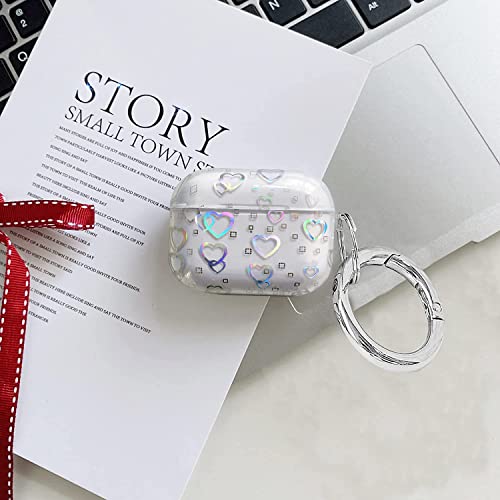J.west Compatible With Airpods 3 Case Clear Laser Glitter Heart Pattern Fashion Flexible Soft Durable Slim Shockproof Airpods Case With Keychain For Airpods 3Rd Generation For Women Girls #TOP1