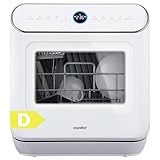COMFEE CDWMT305WD Mini Lave-vaisselle de Table Compact, 3 Couverts, 7 Programmes, Commande Tactile, Écran LED, 72°C Lavage Hygiénique, 24h Démarrage Différé, Ouverture Automatique, blanc