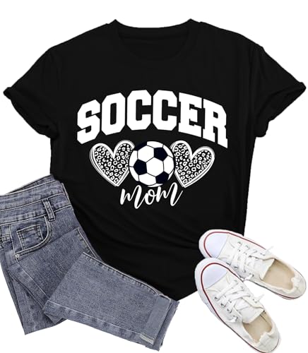 Wlen Soccer Mom T-Shirt for Women Black