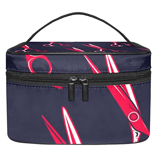 Trousse de maquillage pour femme motifs rouges et sac cosmétique de voyage compact
