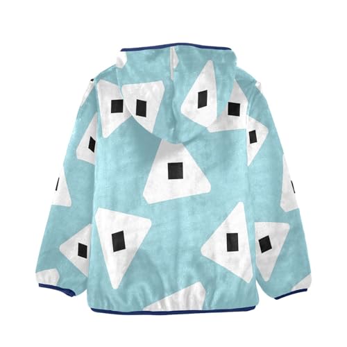 Geometric Triangles on Light Blue Toddler Fleece Jacket Girl Boys Hooded Fleece Jacket Coat Warm Outwear Zip-up 3-10T2