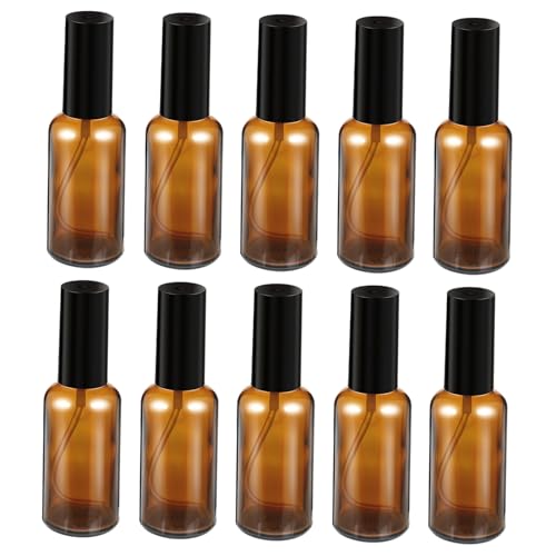 Mobestech 10 piezas Botellas de Vidrio para Perfume con Pulverizador de Niebla Fina Envases Rellenables para Cosméticos Diseño Compacto y Resistente Color Marrón para Viajes y Uso Exterior