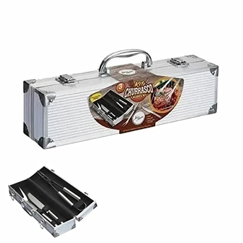 Kit Churrasco 3 Peças Com Maleta De Alumínio Presente