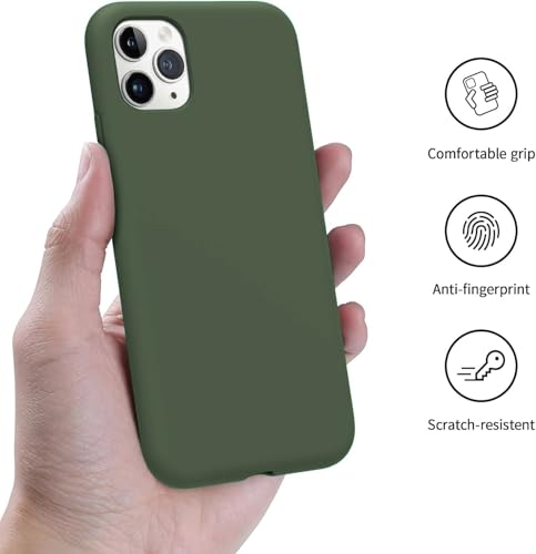 Image of DIZORO Microfiber Candy Case Compatible for iPhone 11 Pro Max 6.5 inch, Shockproof Slim Back Cover Liquid Silicone Case - Pine Green