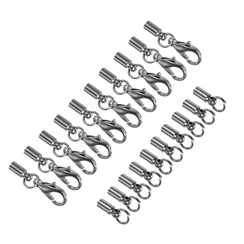 CoCud Leather Cord End Cap with Lobster Claw Clasps, 2.5mm ID, Jewelry Connector Findings Black - (Applications: for Bracelets Necklaces), 10-Pieces