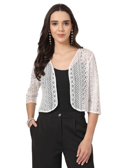 style quotient Women White Solid Lace Shrug-picture-36