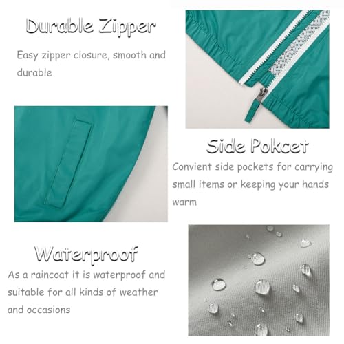 SNOW DREAMS Boys Waterproof Rain Jacket Windbreaker Lightweight Coat Kids Raincoat Outerwear Green Size 104