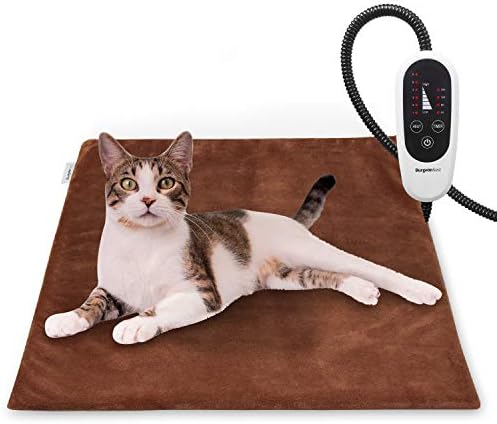BurgeonNest Pet Heating Pad for Dogs Cats with Timer, 28" x 16" / 18" x 16" Upgraded Electric Heated Dog Cat Pad Temperature Adjustable Pet Bed Warmer Blanket Mat Auto Power-Off