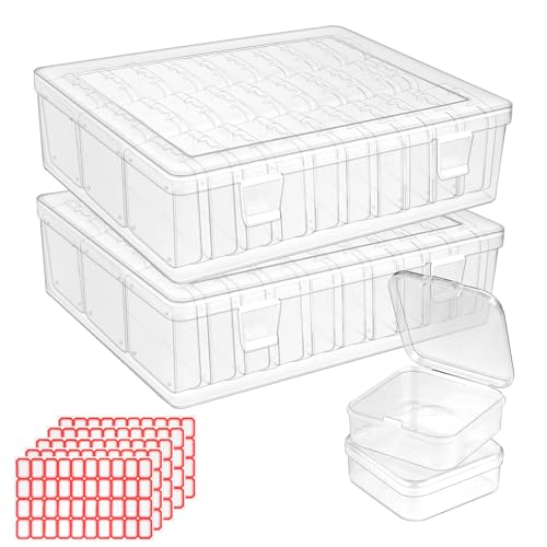 Image of 62Pcs Small Bead Organizer Box, Clear Plastic Storage Cases, Mini Transparent Bead Storage Containers with 200Pcs Stickers for Beads Jewelry Craft Earring Ornament