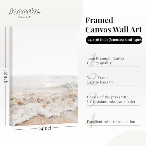 Joocrise Beach Wall Art Boho Prints Coastal Canvas Wall Art Beach Pictures Pampas Grass Ocean Poster Plant Landscape Scene Artwork for Living Room Bedroom Decor 24x36x3 Inch Wrapped Canvas - Image 2