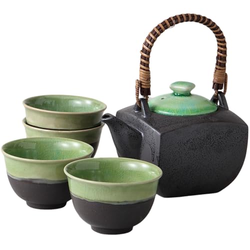 エールネット(Ale-net) 急須 煎茶碗セット 10.9×高さ11.2cm 700cc 春翠茶器揃 茶こし付き 磁器 美濃焼