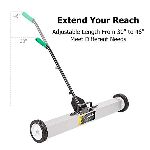 image for ROVSUN TUFFIOM 24-Inch Rolling Magnetic Pick-Up Sweeper | 30-LBS Capac