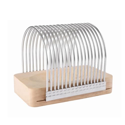 Trancheuse à Pain Manuel, Petit Guide de Coupe-pain Détachable, Même épaisseur, Coupe-fromage Antidérapant avec Base en Bois et 2 Clous pour Pain Fait Maison, Gâteaux, Fromage, Bagels