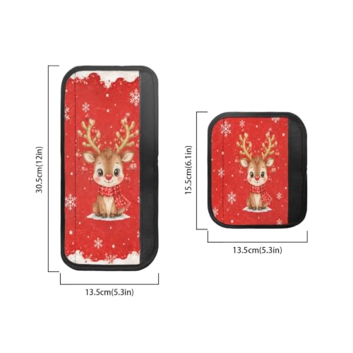 Image of Refrigerator Door Handle Covers Set of 6 Kitchen Electrical Appliances Handle Protector for Christmas Winter Holiday Home Decor, Cute Reindeer Print Red