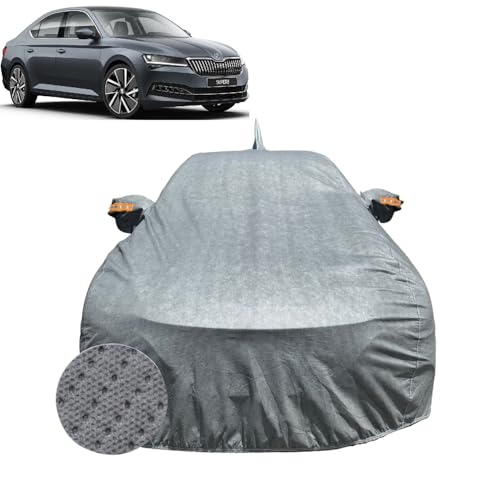 Image of Car Cover for Skoda Superb (2020-2023) | 100% Waterproof Cover with Reflective Mirror Pockets | Dustproof, Scratchproof, Heatproof Skoda Superb Car Cover |Soft Cotton Lining| Grey