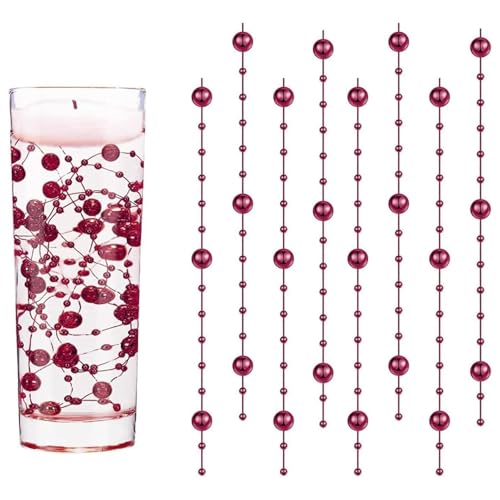 GEFIRE Guirnalda de Cuentas 18 Piezas Guirnalda de Perlas 1.2M Navidad Adornos Navidad Exterior Velas Flotantes Centro Mesa Decorativa para Boda Decoración de Centro de Mesa (Borgoña)