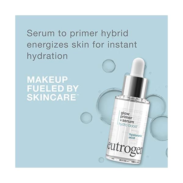 Neutrogena Hydro Boost Glow Booster Primer & Serum, Hydrating & Moisturizing Face Serum-to-Primer Hybrid, Infused with Purified Hyaluronic Acid & Designed to Instantly Hydrate, 1.0 fl. oz