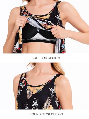 Image of Rosyline Tank Top for Women with Built in Bra Flowy Swing Undershirt Tank Tops S-4XL
