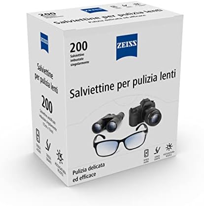 ZEISS Salviettine per Lenti Monouso - per Tutti i Tipi di Lenti, per  Occhiali, Fotocamere e Smartphone, Senza Graffi e Aloni, Asciugatura  Veloce, 200 Pezzi Confezionati Singolarmente : Amazon.it: Salute e cura