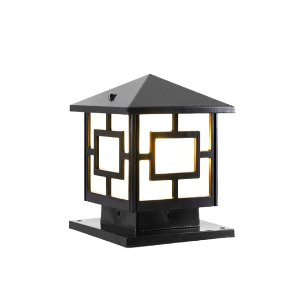 SMCCYYSD European Style LED Pillar Lamp Acrylic Lampshade Outdoor Waterproof Post Light Villa Courtyard Column Wall Gate Decoration Landscape