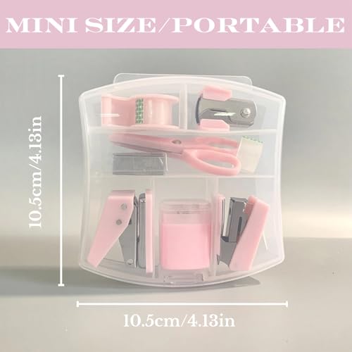 Mini kits de material de escritório mini material escolar – Inclui mini grampeador, tesoura, removed