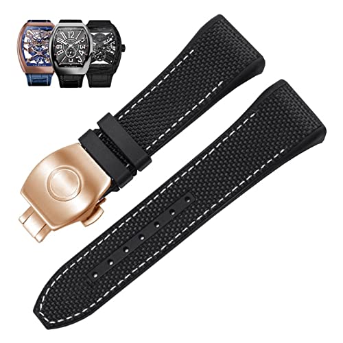Bracelet montre 28mm nylon silicone pour Franck Muller V45 agate