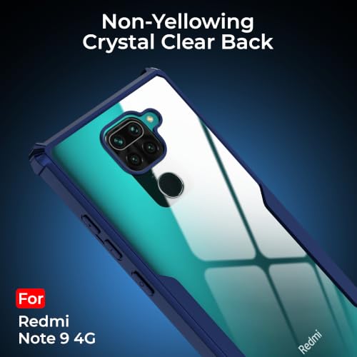 Image of A rtistque Clear Hard Transparent Acrylic Armor Back Cover Case for Redmi Note 9 4G | Shockproof TPU Edge Protection | Slim Protective Design | Redmi Note 9 Back Cover - Blue