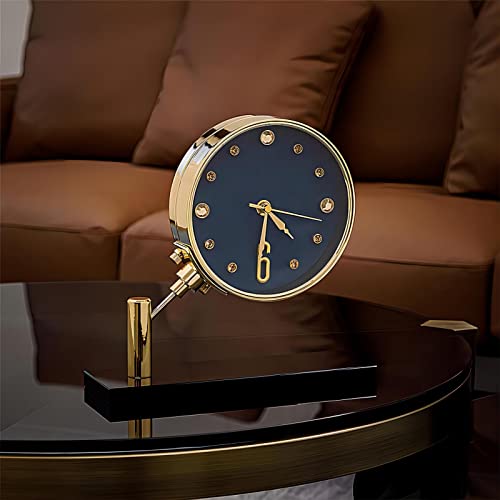 Zbcgwri Gold Desk Table Clock Gold Home Decor Marble Clocks For Living Room Decor Light Luxury Brass Small Desk Table Clock For Home, Office, Living Room, Bed Room (Blue) #TOP10